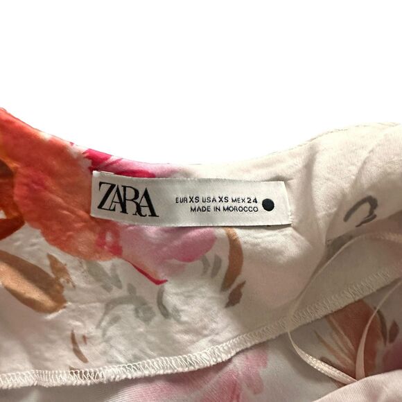 ZARA Safia Satin Floral Mini Dress Pink X-Small - Picture 5 of 5